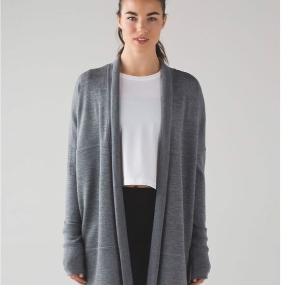 Lululemon Sit in Lotus‎ Wool Open Cardigan Gray Light Pilling Priced Accordingly - Picture 1 of 9